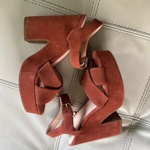 Kate Spade rust suede platform sandals